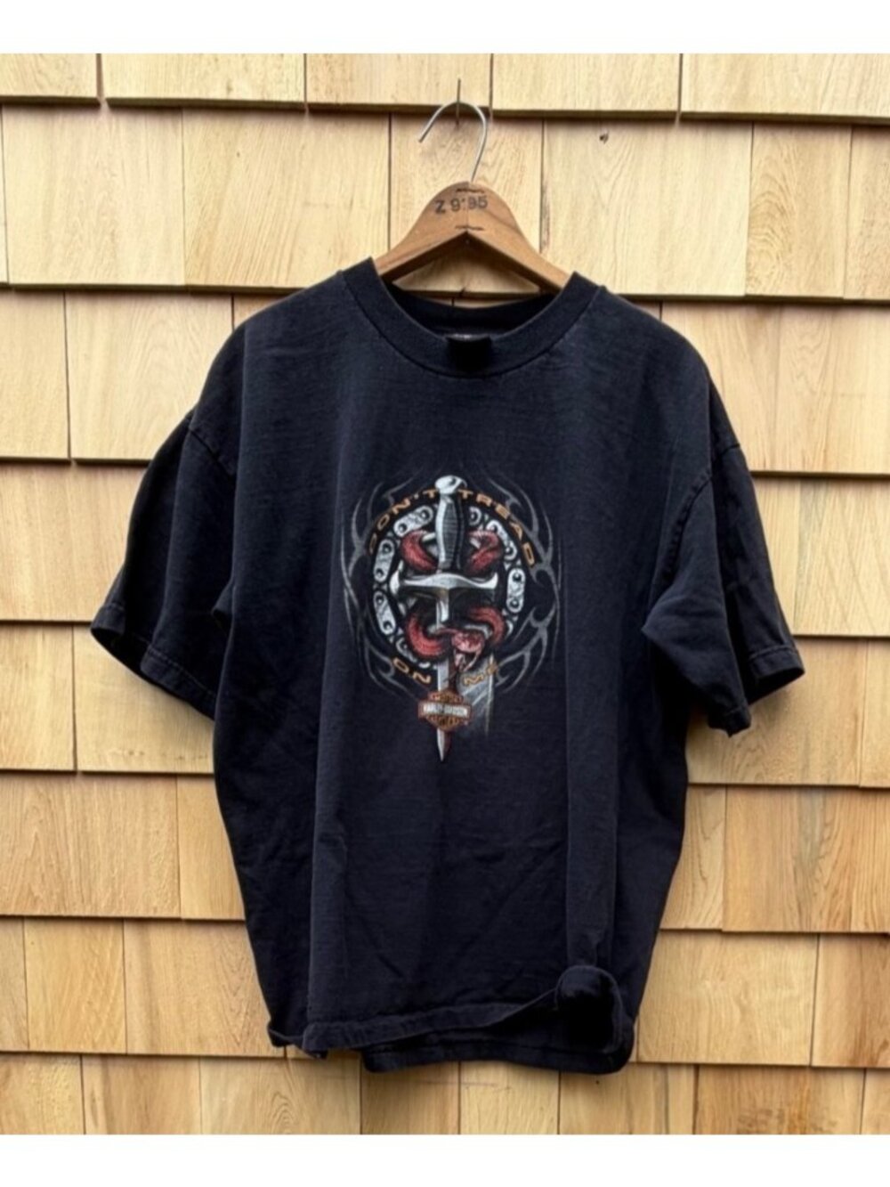 Vtg Harley-Davidson Don't Tread On Me T-shirt XL Black 100% Cotton Made In USA